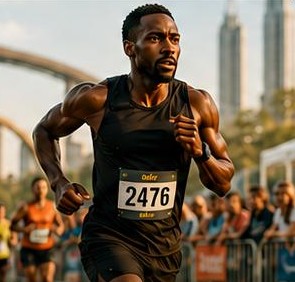 Atleta correndo em prova de rua