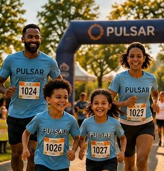 Família correndo no Pulsar Festival